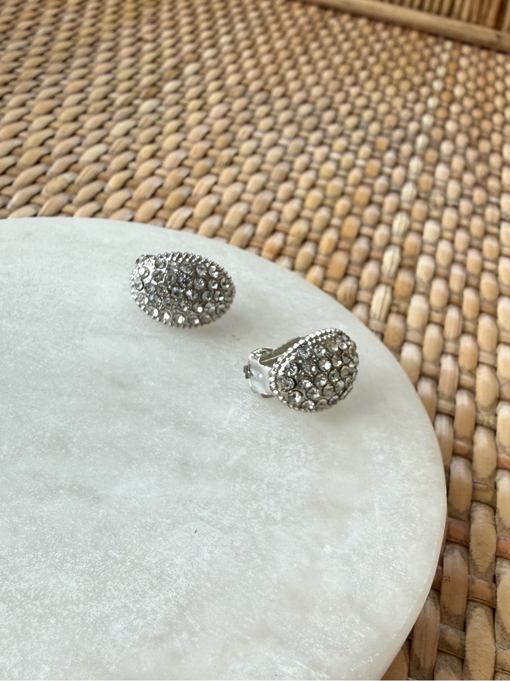 Crystal Pavé Teardrop Clip-On Earrings - Silver